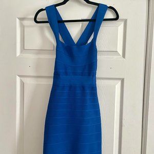 Herve Leger Open X Back Icon Dress - Blue Cobalt